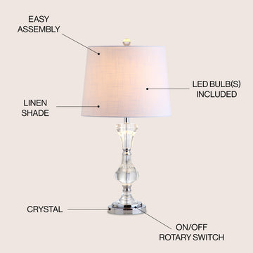 Riley 25" Crystal LED Table Lamp - JONATHAN Y